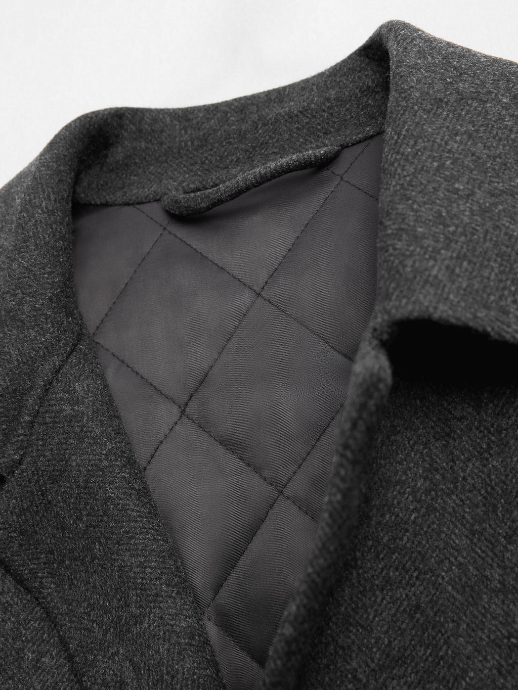 Short wool blend jacket with padded lining