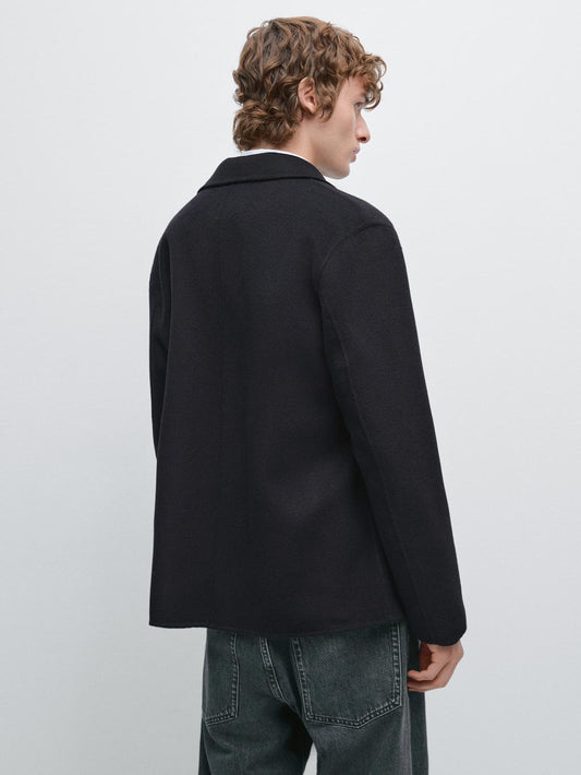 Double wool blend overshirt with pockets