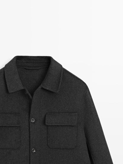 Double wool blend jacket with pockets