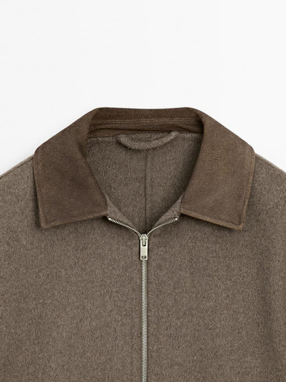 Double wool blend jacket with collar detail