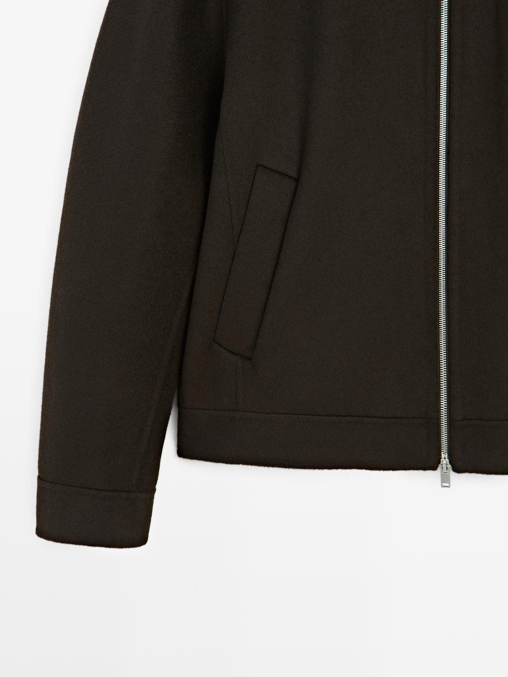 Double wool blend jacket with corduroy collar