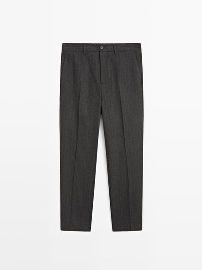 Striped wool blend trousers