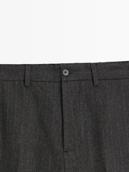 Striped wool blend trousers