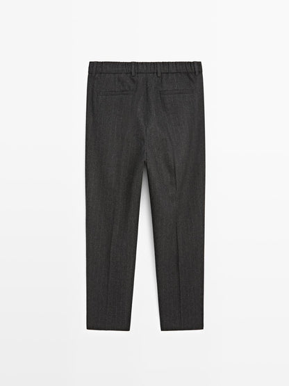 Striped wool blend trousers