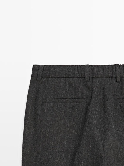Striped wool blend trousers