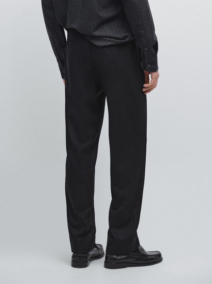 100% wool corduroy-effect flannel trousers