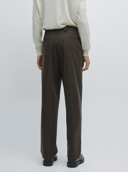 Striped wool blend suit trousers