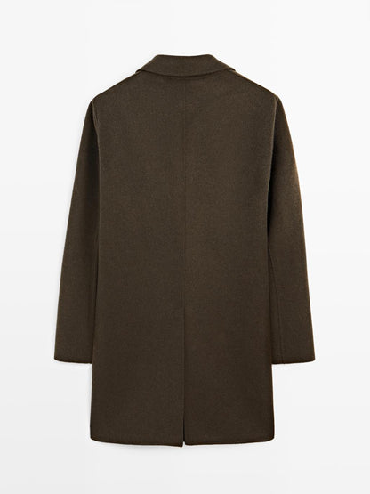 Long double wool blend coat