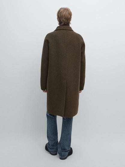 Long double wool blend coat