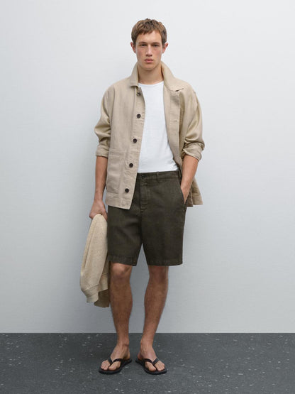 100% linen Bermuda shorts