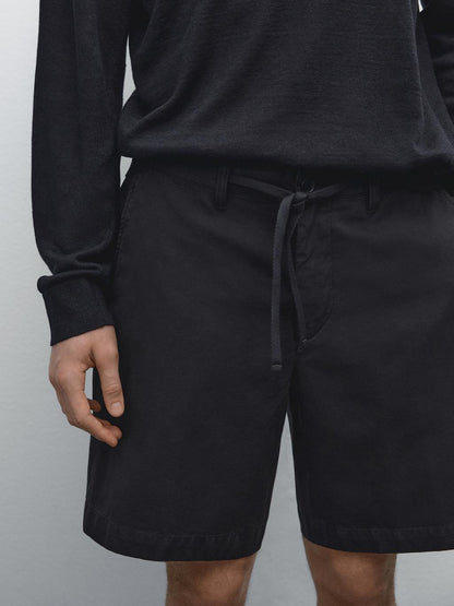 Cotton blend semi-jogger Bermuda shorts