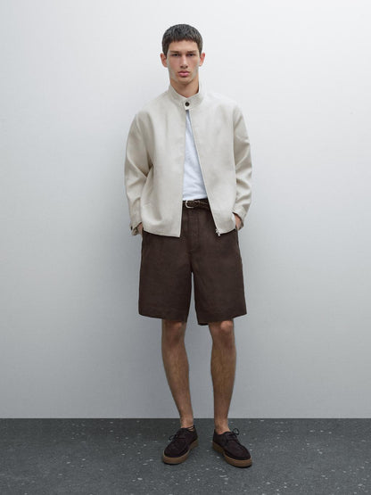 Lightweight 100% linen Bermuda shorts