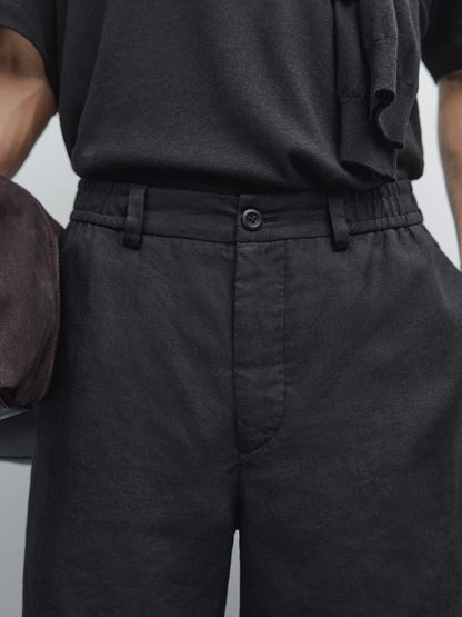 Lightweight 100% linen Bermuda shorts