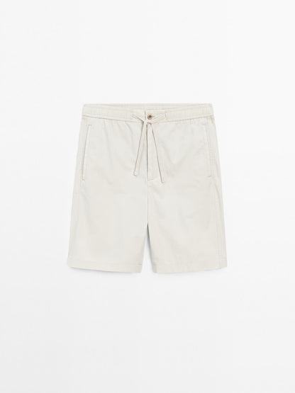 Jogger-fit poplin Bermuda shorts