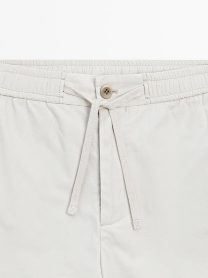 Jogger-fit poplin Bermuda shorts