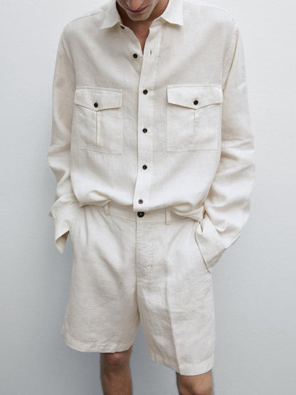 100% linen Bermuda shorts