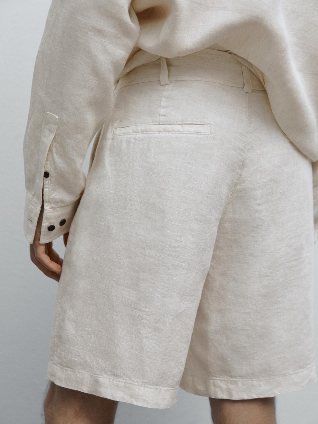 100% linen Bermuda shorts