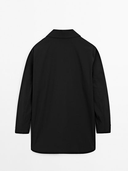 Water-repellent fabric trench coat