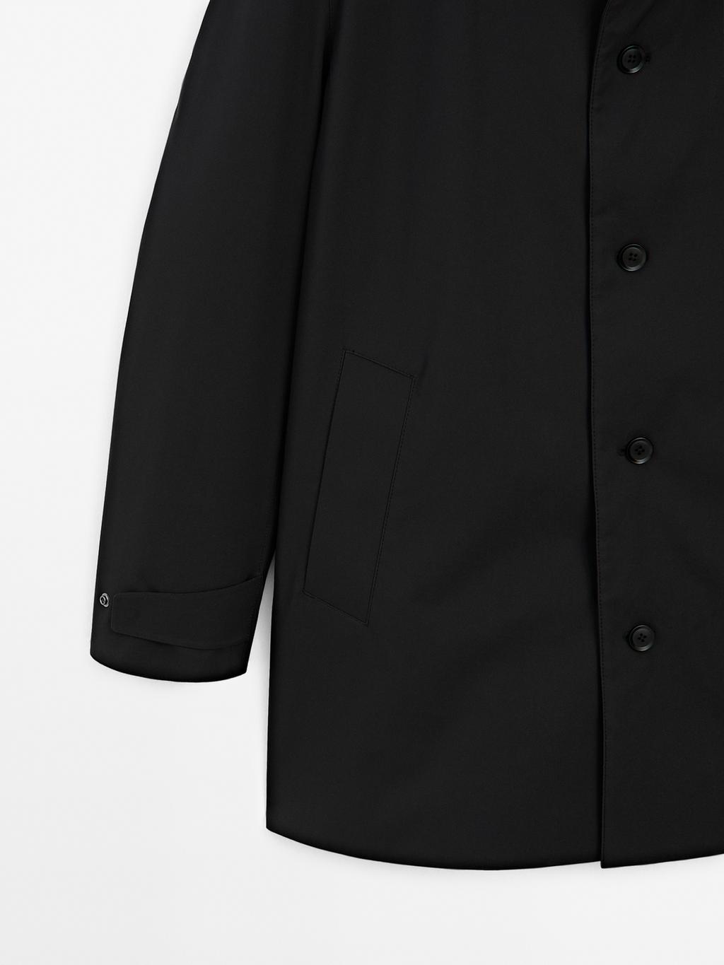 Water-repellent fabric trench coat