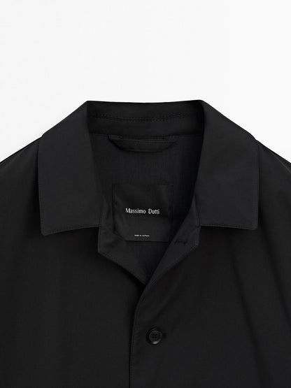 Water-repellent fabric trench coat