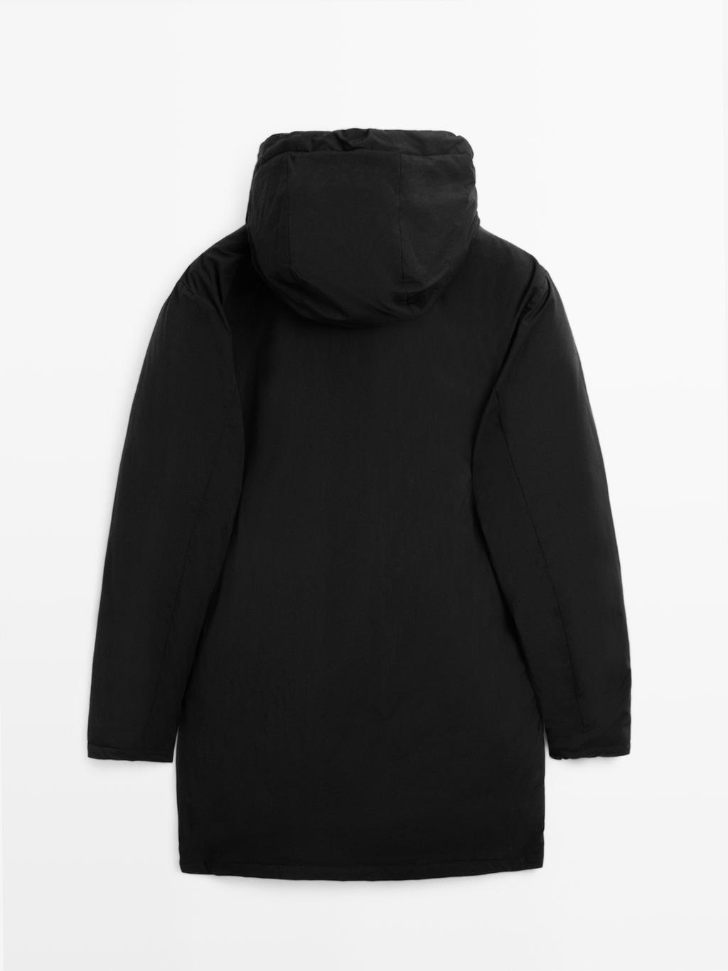 Water-repellent padded parka with hood