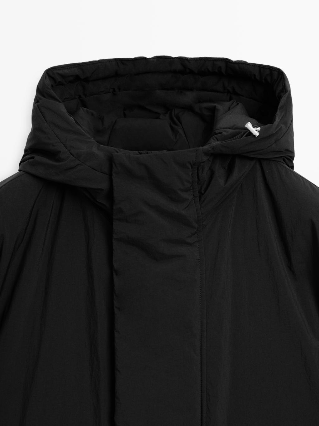 Water-repellent padded parka with hood