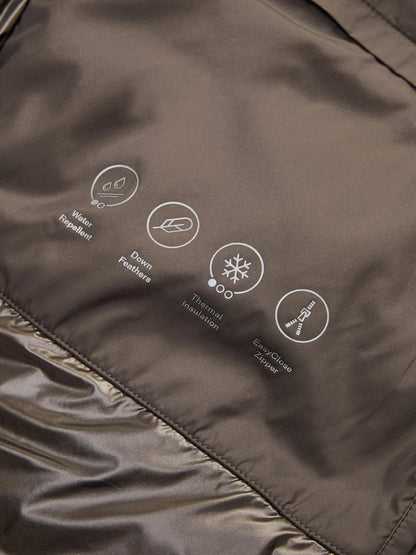 Water-repellent hooded puffer jacket
