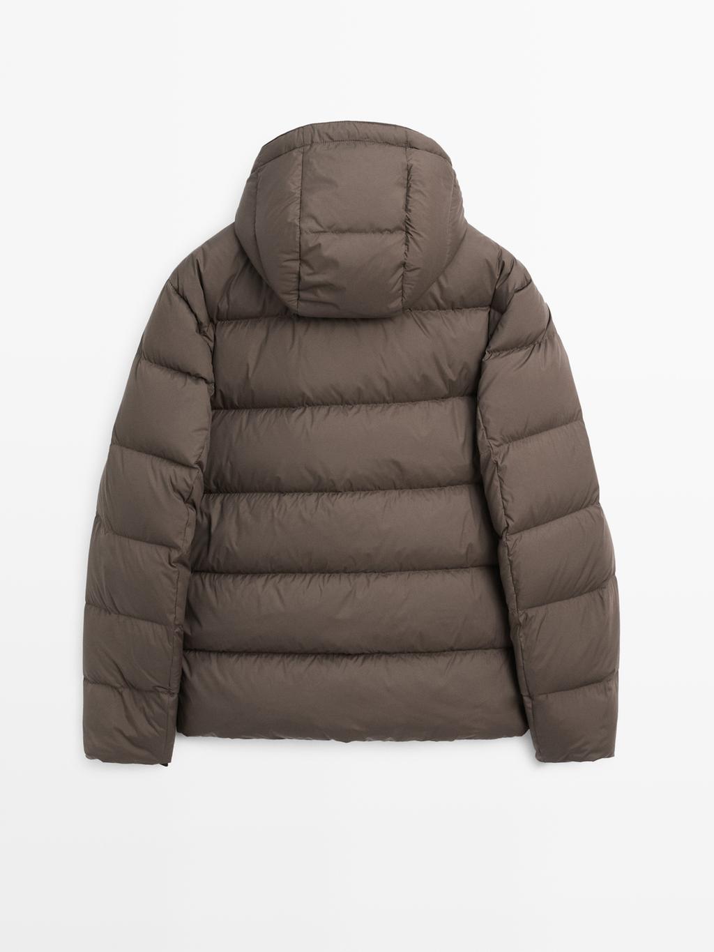Water-repellent hooded puffer jacket