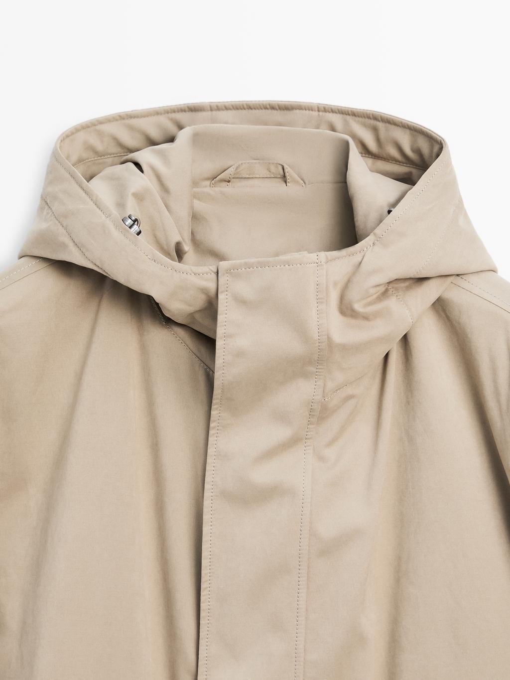 Parka made of water-repellent peach-effect fabric
