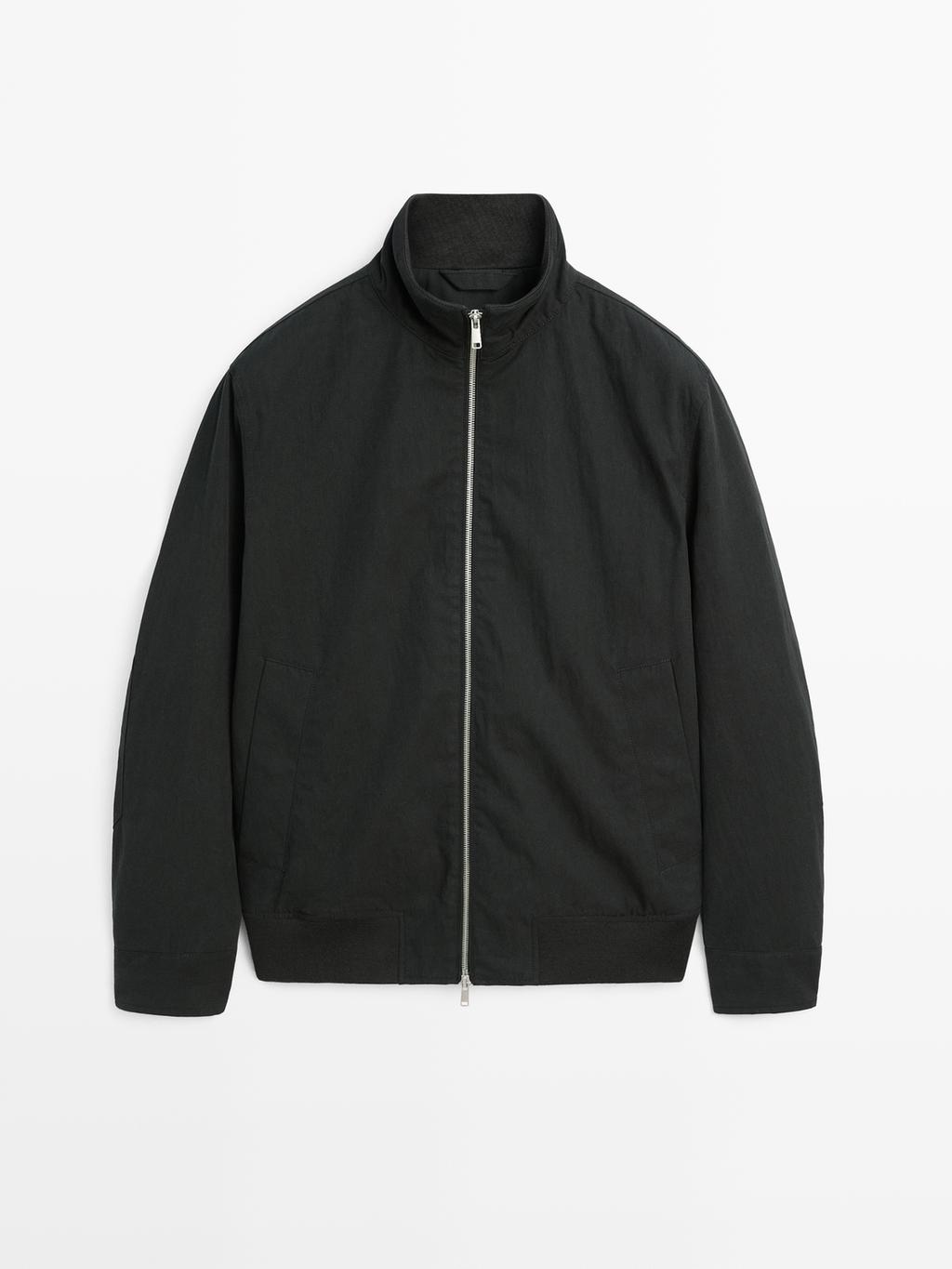 Peach-effect jacket with elbow patch details