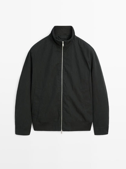 Peach-effect jacket with elbow patch details