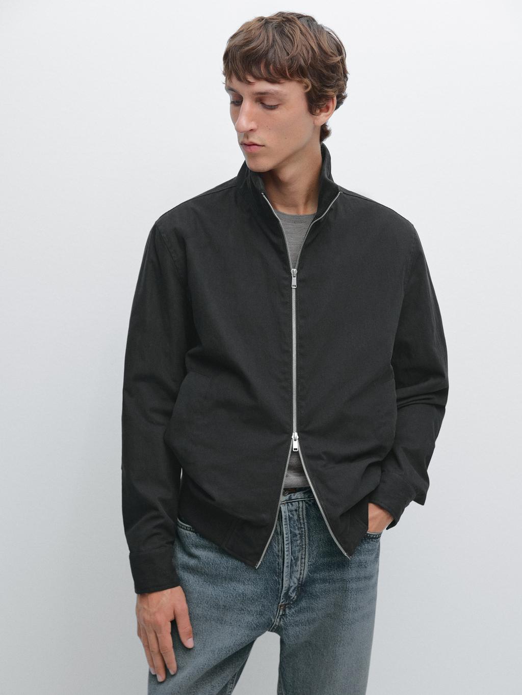Peach-effect jacket with elbow patch details