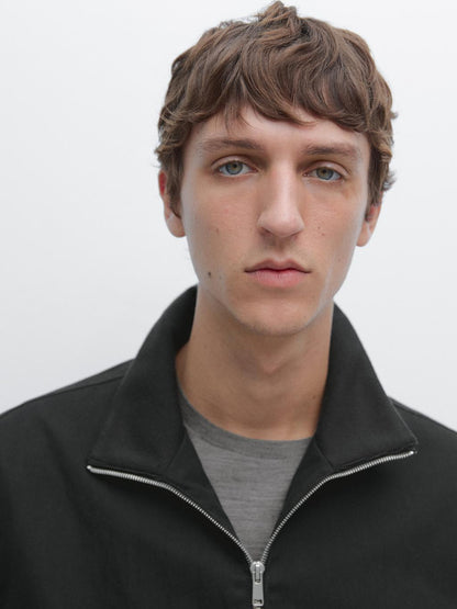 Peach-effect jacket with elbow patch details