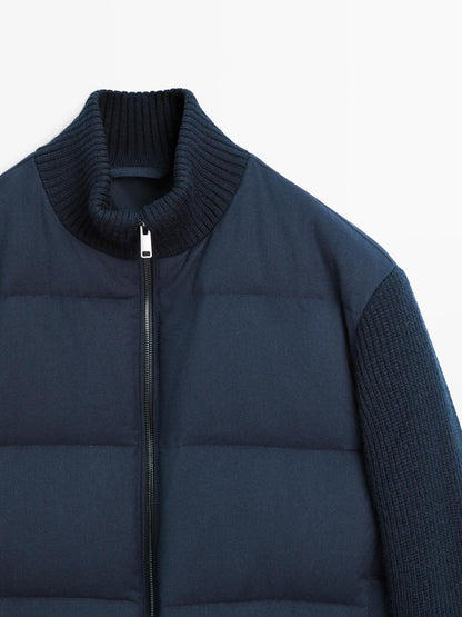 Knit down blend puffer jacket