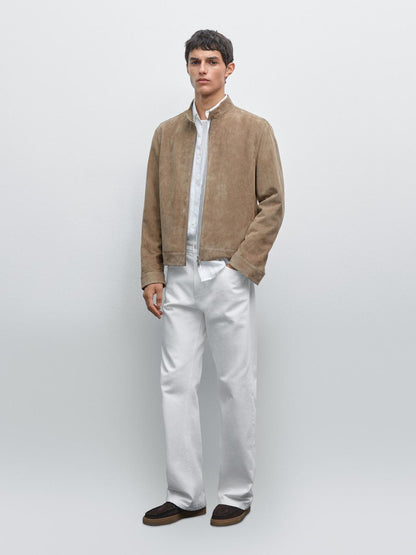 Short suede goatskin jacket