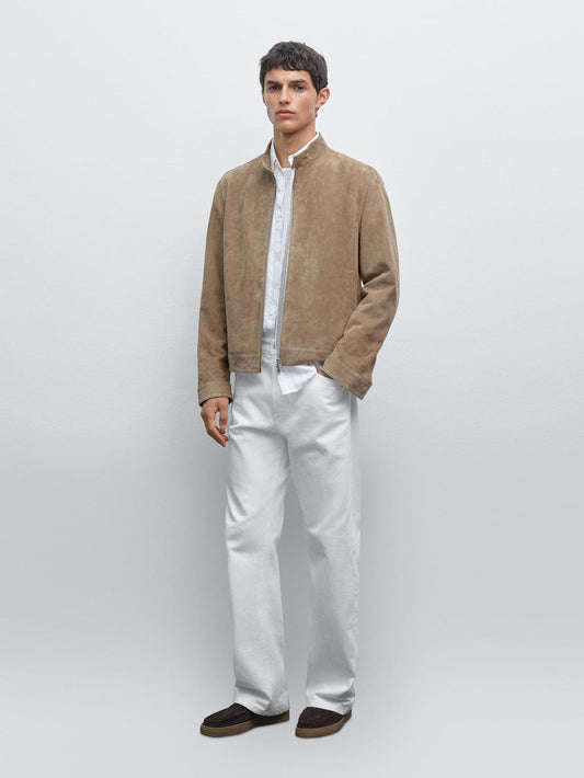 Short suede goatskin jacket