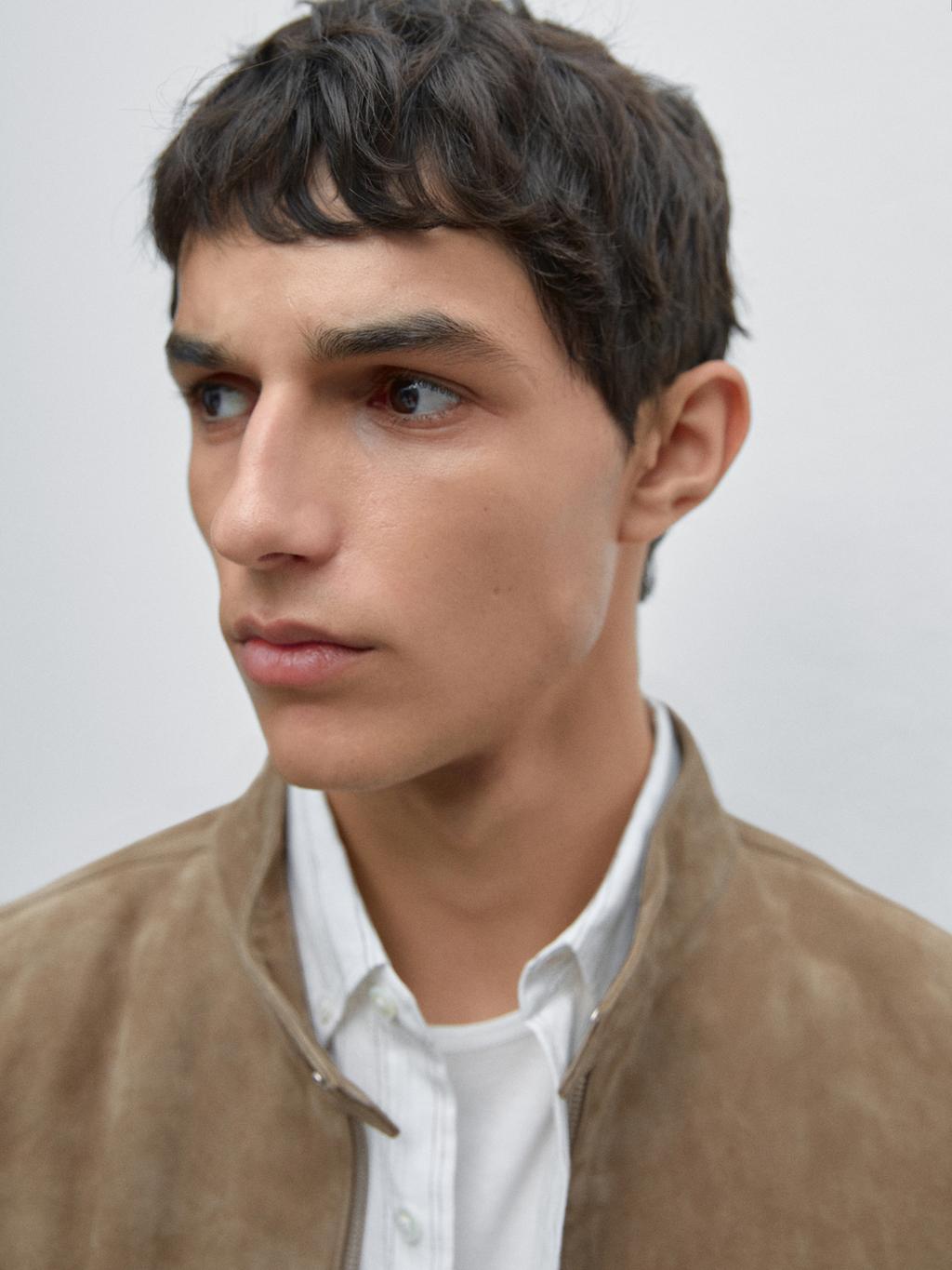 Short suede goatskin jacket