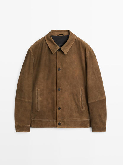 Nappa leather jacket with buttons