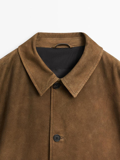 Nappa leather jacket with buttons