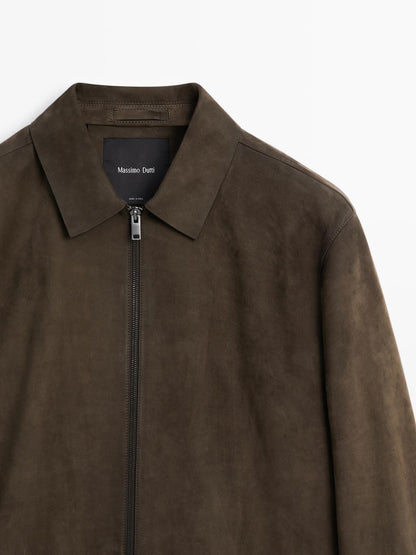 Nappa leather zip-up jacket