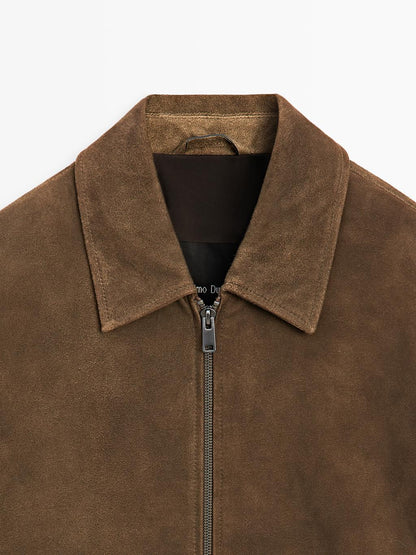 Napped suede jacket with faded detail