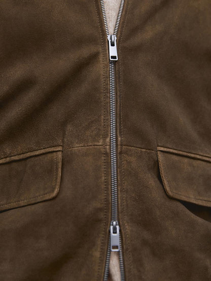 Napped suede jacket with faded detail