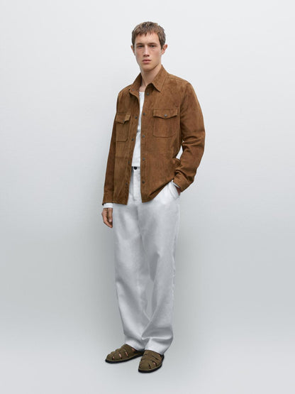 Lightweight suede leather shirt