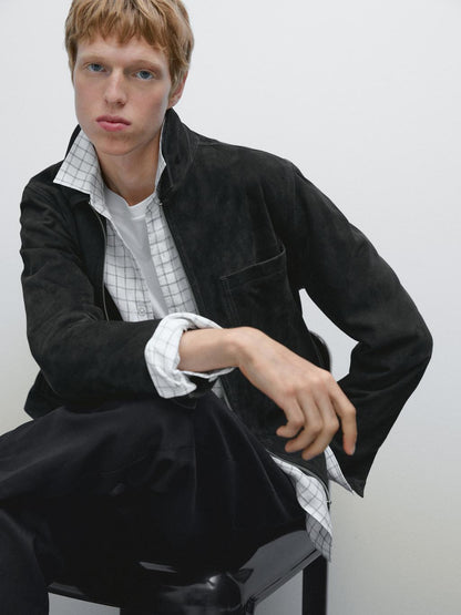 Suede leather jacket