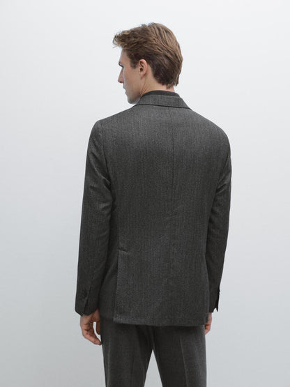 Herringbone wool blend blazer