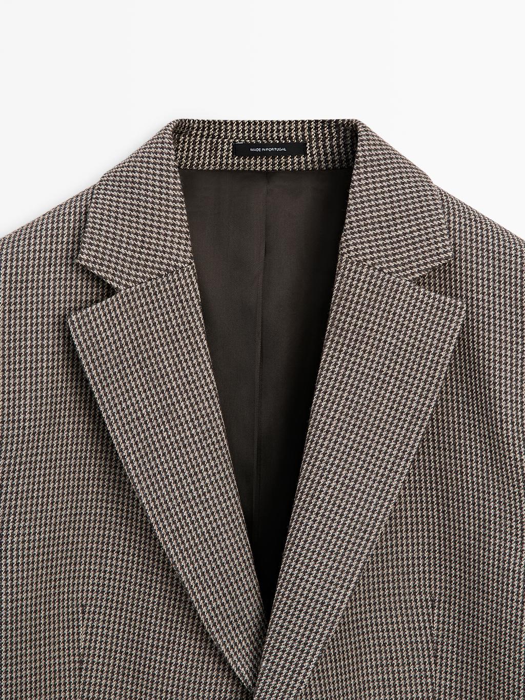Wool blend houndstooth blazer