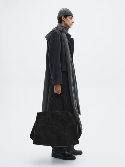 Long wool blend coat with lapel - LIMITED