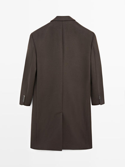 Long double-breasted wool blend coat - LIMITED