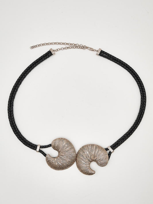 Leather belt with fossil buckle