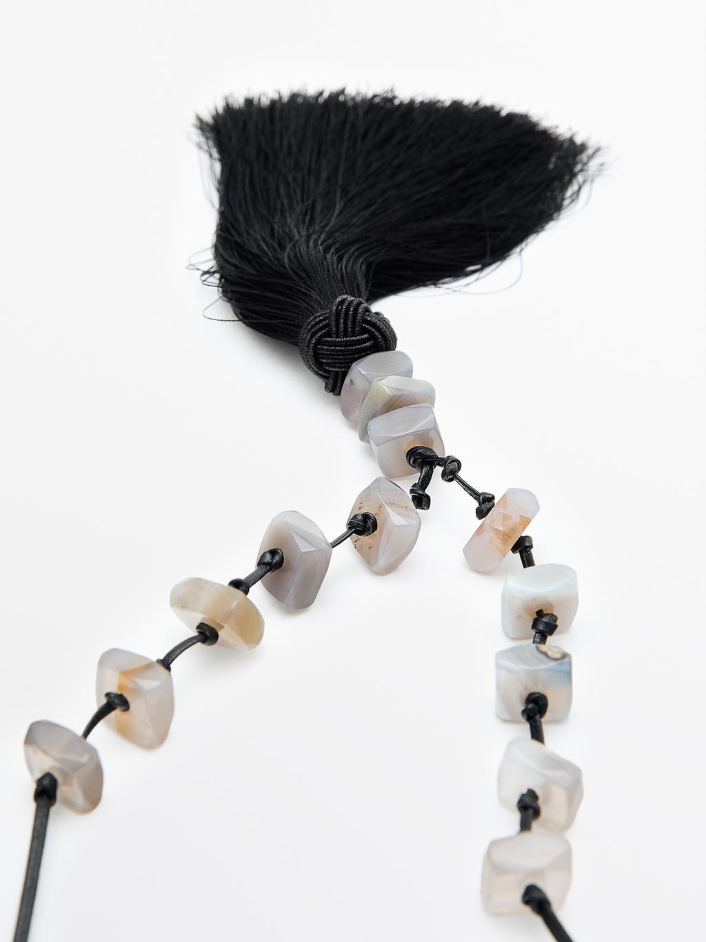 Rhinestone tassel necklace